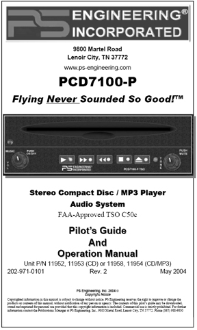 PCD7100-P CD/MP3 player Manual